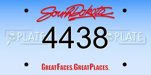4438 South Dakota License Plate