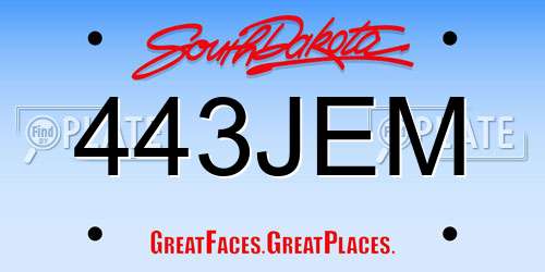 443JEM South Dakota License Plate