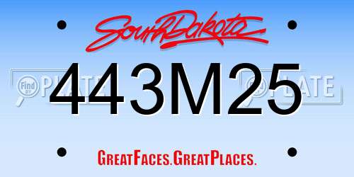 443M25 South Dakota License Plate