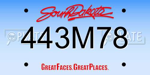 443M78 South Dakota License Plate