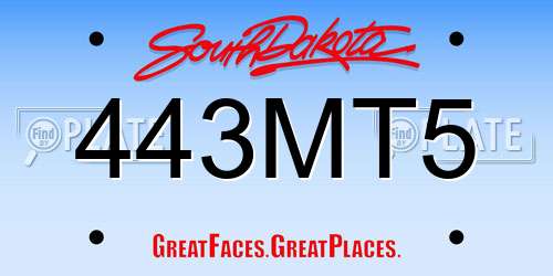 443MT5 South Dakota License Plate