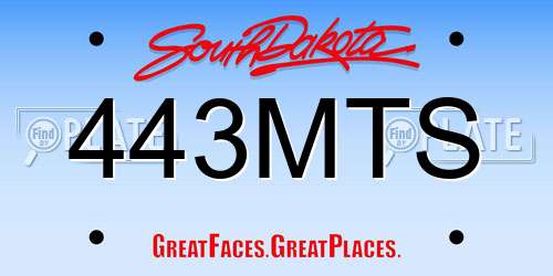 443MTS South Dakota License Plate