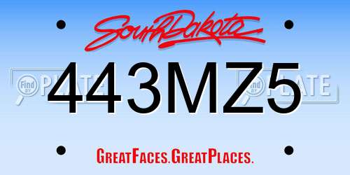 443MZ5 South Dakota License Plate