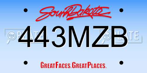 443MZB South Dakota License Plate
