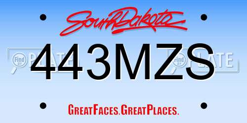 443MZS South Dakota License Plate