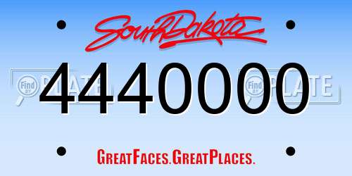 4440000 South Dakota License Plate