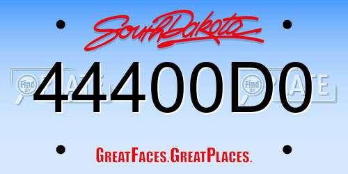 44400D0 South Dakota License Plate