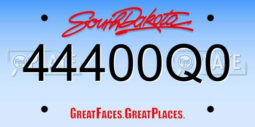 44400Q0 South Dakota License Plate