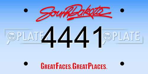 4441 South Dakota License Plate