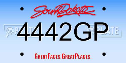 4442GP South Dakota License Plate