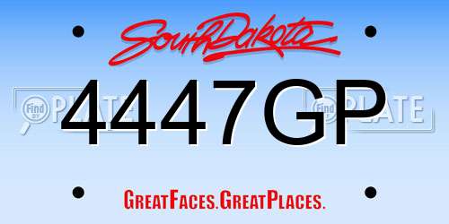 4447GP South Dakota License Plate