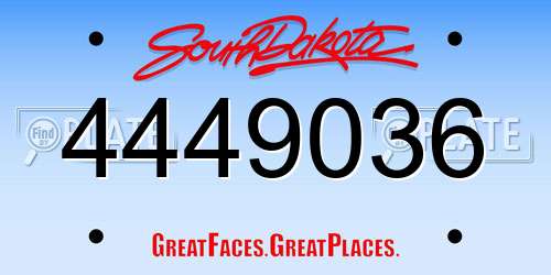 4449036 South Dakota License Plate