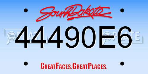 44490E6 South Dakota License Plate
