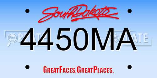 4450MA South Dakota License Plate