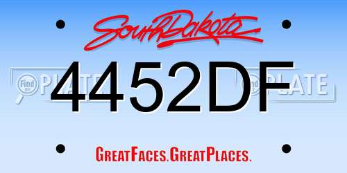 4452DF South Dakota License Plate