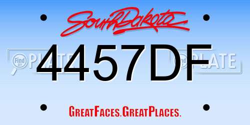 4457DF South Dakota License Plate