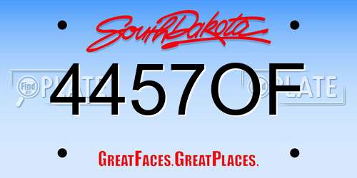 4457OF South Dakota License Plate