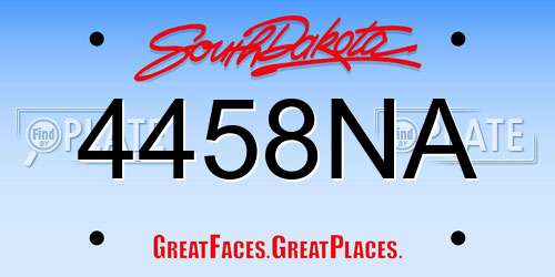 4458NA South Dakota License Plate