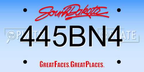 445BN4 South Dakota License Plate