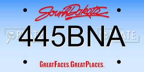 445BNA South Dakota License Plate