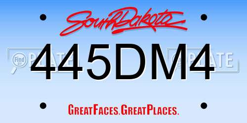 445DM4 South Dakota License Plate