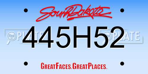 445H52 South Dakota License Plate