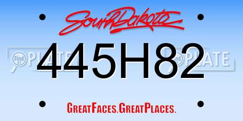 445H82 South Dakota License Plate