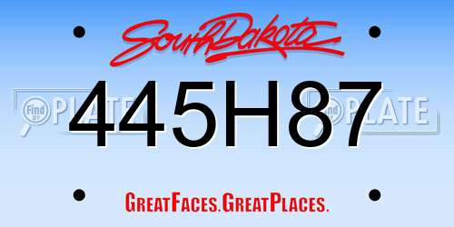445H87 South Dakota License Plate