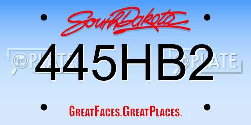 445HB2 South Dakota License Plate