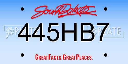 445HB7 South Dakota License Plate