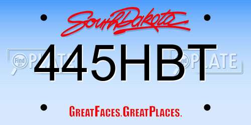 445HBT South Dakota License Plate