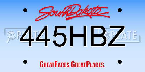 445HBZ South Dakota License Plate