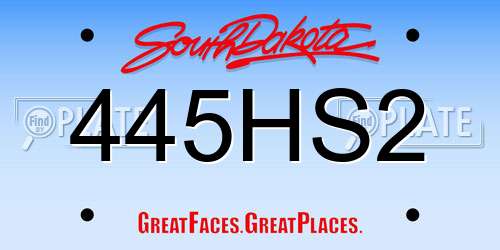 445HS2 South Dakota License Plate