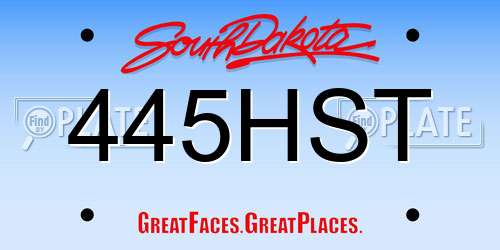 445HST South Dakota License Plate