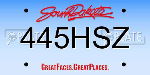 445HSZ South Dakota License Plate