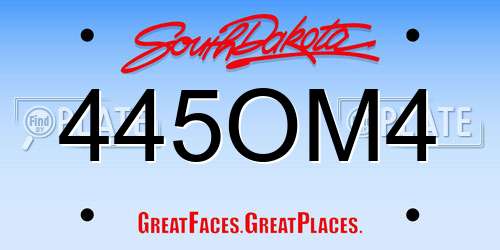 445OM4 South Dakota License Plate