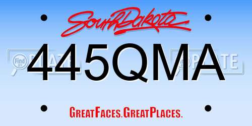 445QMA South Dakota License Plate