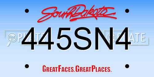 445SN4 South Dakota License Plate