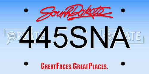 445SNA South Dakota License Plate