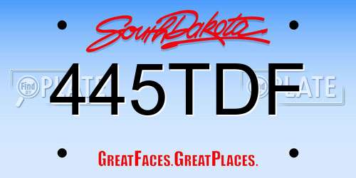 445TDF South Dakota License Plate
