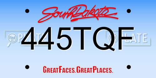 445TQF South Dakota License Plate