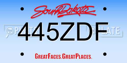 445ZDF South Dakota License Plate
