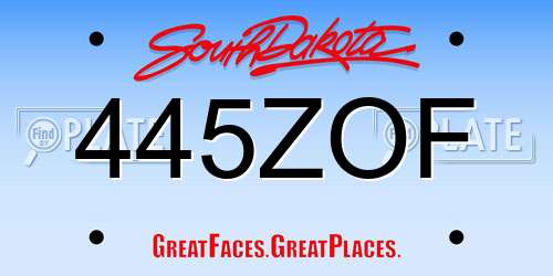 445ZOF South Dakota License Plate