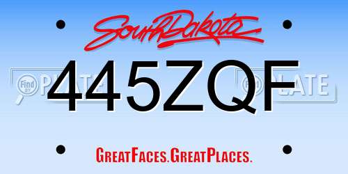 445ZQF South Dakota License Plate