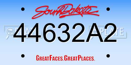 44632A2 South Dakota License Plate