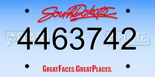 4463742 South Dakota License Plate