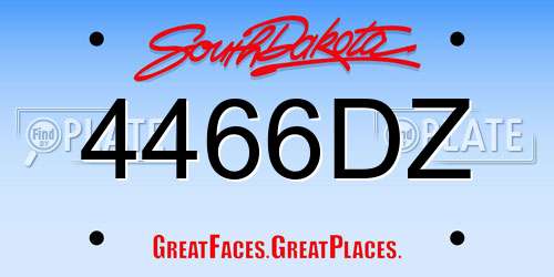 4466DZ South Dakota License Plate