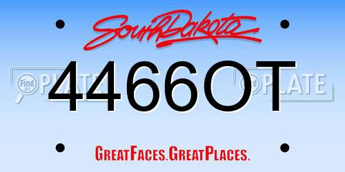 4466OT South Dakota License Plate