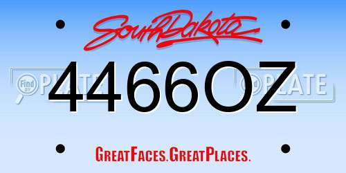 4466OZ South Dakota License Plate