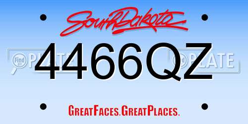 4466QZ South Dakota License Plate